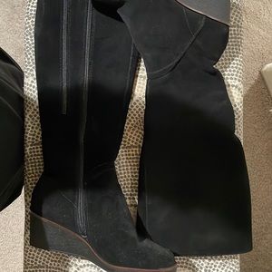 Aerosoles Black Wide Calf Suede wedge boots